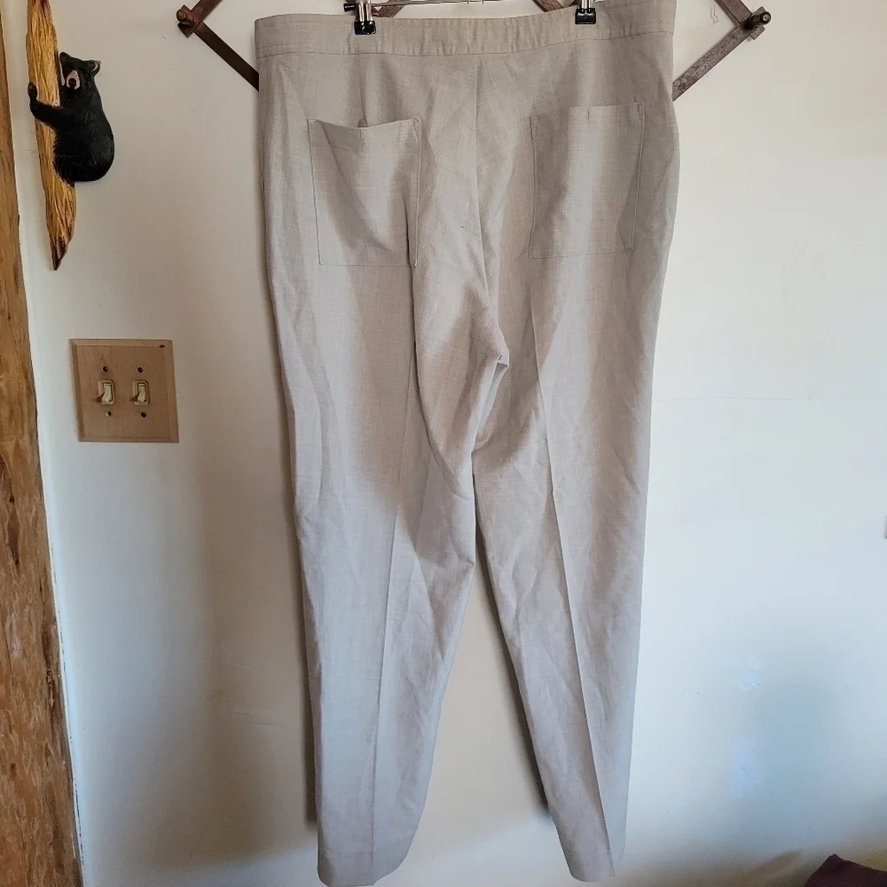Bachrach Wool Blend Trouser Lightweight Drawstring Cream Mens 36 X 33.5